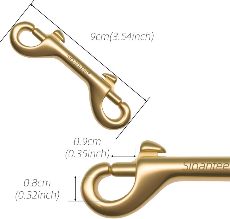 sipantee 4PCS Solid Brass Double End Snap Hook Diving Clips Scuba Diving Hook Gold Scuba Diving Clips 4.1 Inch Double End Snaps for Heavy Duty Double Snap Hook Double Sided Clip Double End Trigger Clip - Image 3